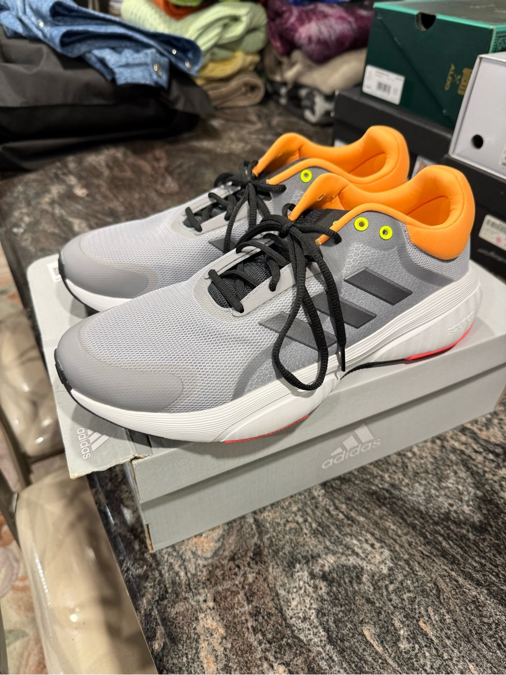 ADIDAS Men’s Grey Running Shoes with Orange Lining